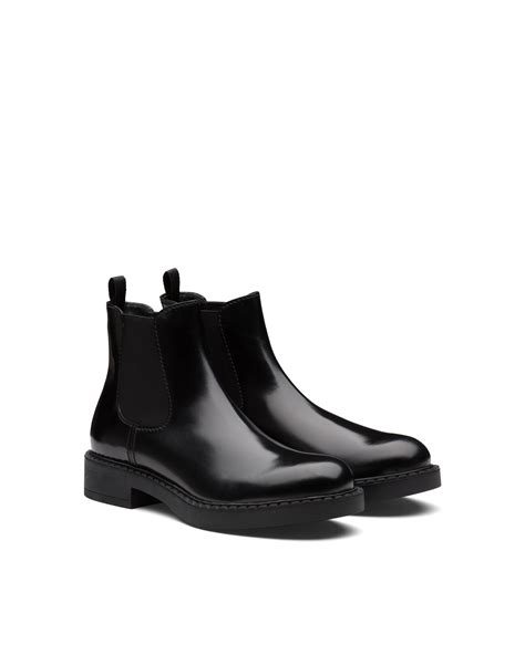 prada brushed leather chelsea boots|Prada patent leather Chelsea boots.